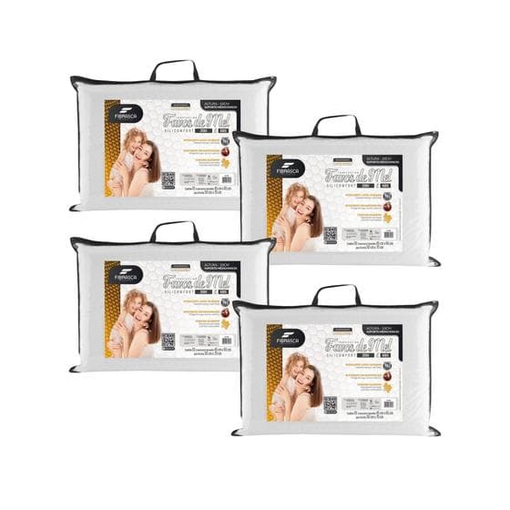 Kit com 4 Travesseiros Baixo Macio - 10cm