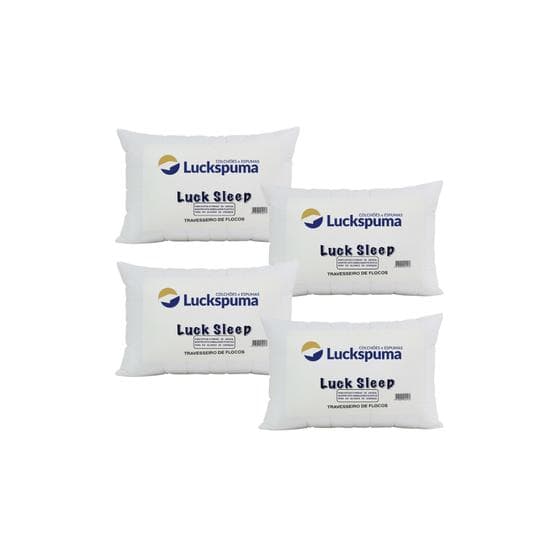 Kit Com 4 Travesseiros Perfil Médio Luck Sleep De Flocos Luckspuma