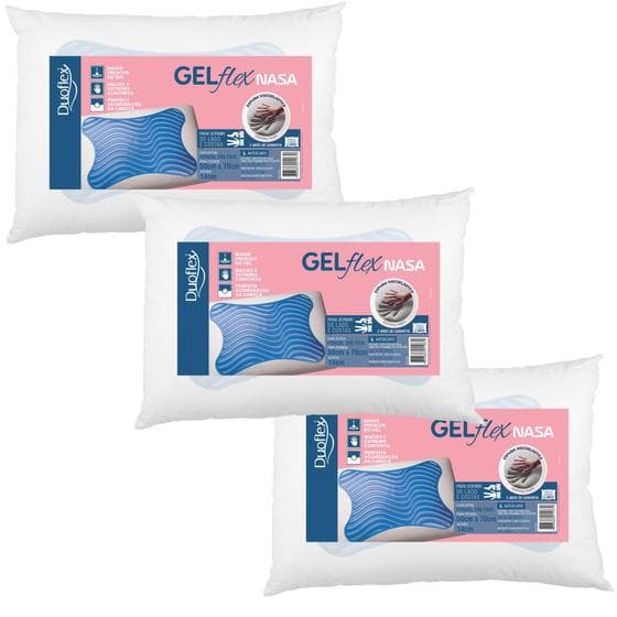 Kit de 3 Travesseiros GelFlex Nasa - 14cm