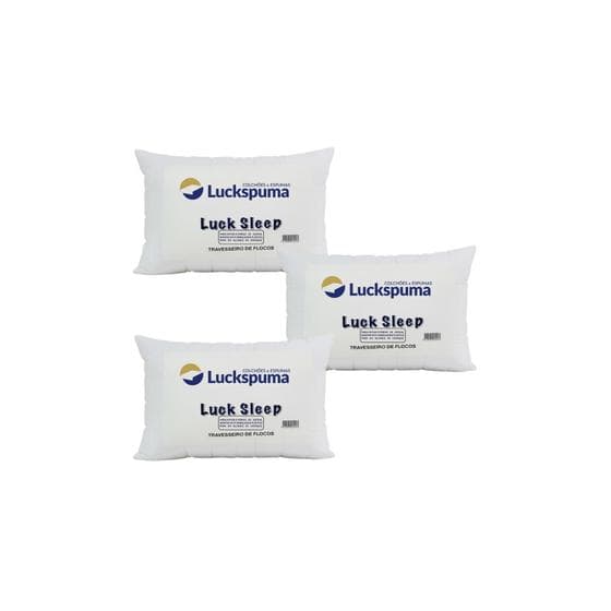 Kit De 3 Travesseiros Luck Sleep Flocos De Espuma 65x45x12cm Luckspuma