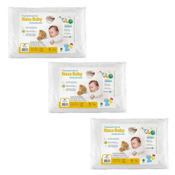 Kit de 3 Travesseiros Nasa Infantil Para Bebê