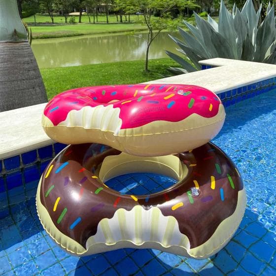 Kit Dupla Boias Donuts Delicioso Perfeito Piscina Colorida