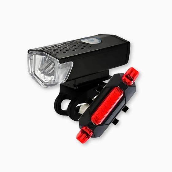 Kit Farol Bike LED Recarregável USB 180 Lumens Dianteiro Traseiro À Prova D'água Ciclismo