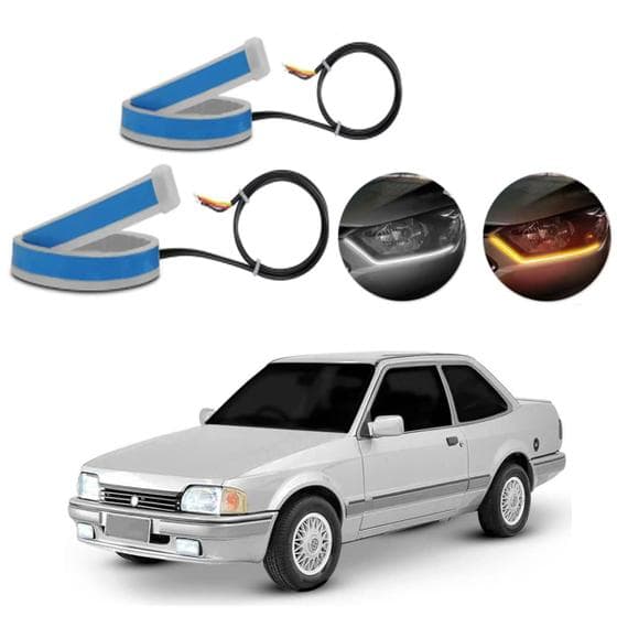 Kit Fitas Led DRL Farol + Seta 12v 60cm Apollo 1990 1991 1992