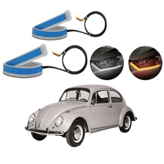 Kit Fitas Led DRL Farol + Seta 12v 60cm Fusca 1993 1994 1995 1996