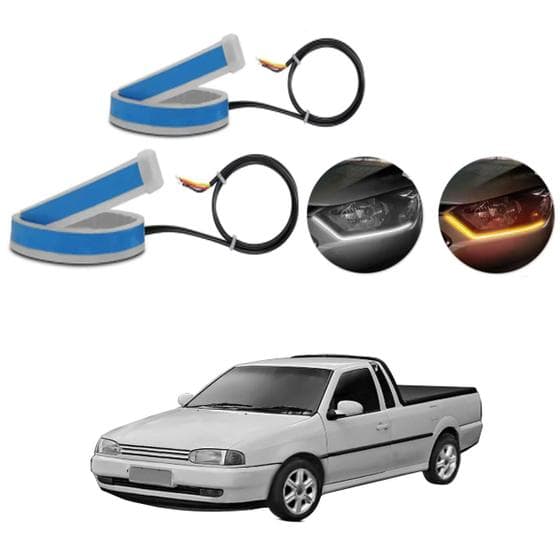Kit Fitas Led DRL Farol + Seta 12v 60cm Saveiro G2 1997 1998 1999 2000