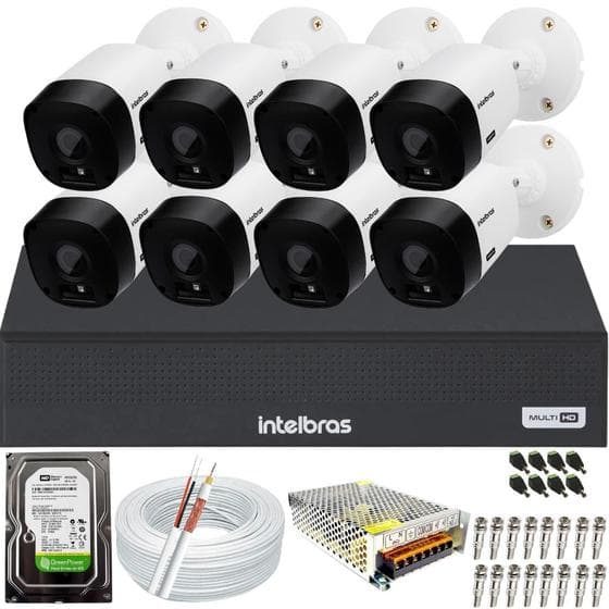 Kit Intelbras 8 Câmeras 1120b 20m Dvr Mhdx 8 Canais Hd 250GB