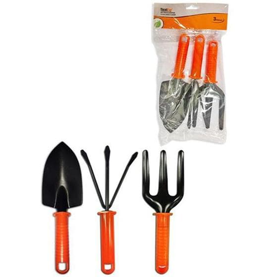 Kit para jardinagem com 3 pecas laranja (pazinha/garfo/rastelo) - Importado