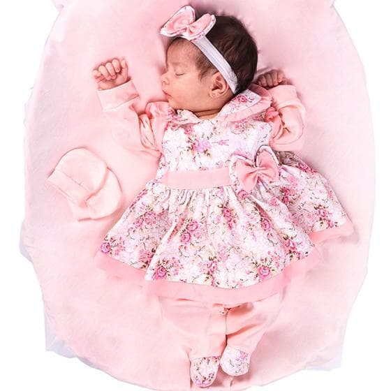 Kit Saída Maternidade Conjunto Menina Charmosinha Luxo 05 Peças 100% Algodão