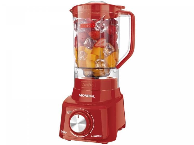 Liquidificador Mondial Turbo Full 2,7L com 5 Velocidades 900W Vermelho 127V - L-900 FR