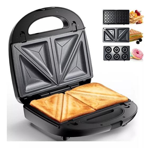 Máquina de waffles,750W sanduicheira elétrica, 3 em 1, cor preta-110V-LG-SK09