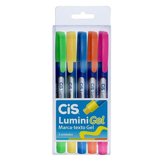 Marca Texto Gel Cis Lumini com 5 Cores