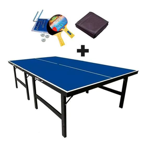 MESA DE PING PONG MDF 18mm 1019 KLOPF + KIT Completo 5031 + Capa Para Mesa Aberta