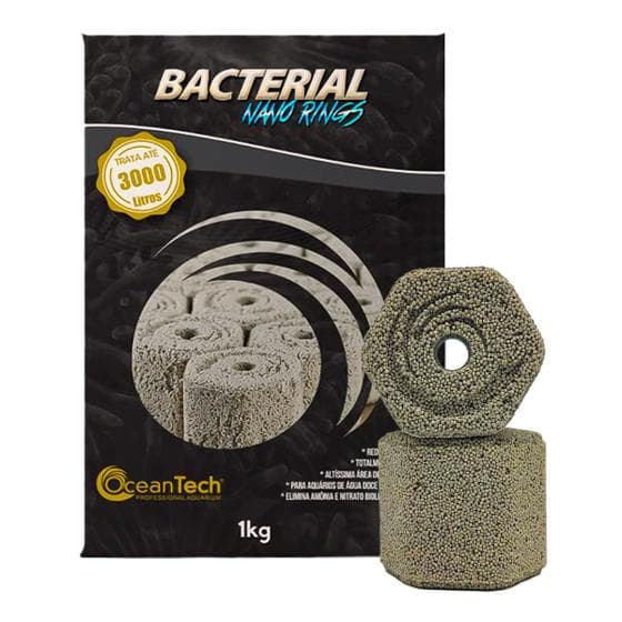 Mídia Biológica Bacterial Nano Rings Ocean Tech 1 Kg para Aquário