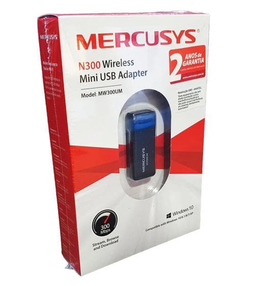 Mini Adaptador Mw300um Mercusys Usb Wireless 300Mbps