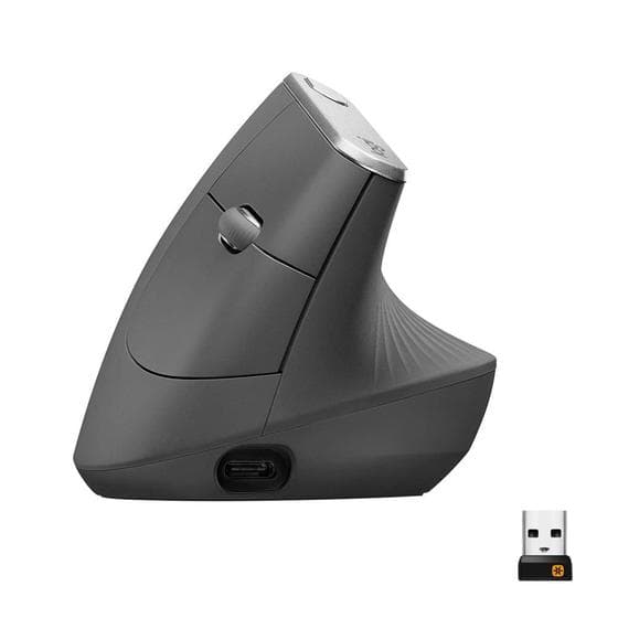Mouse sem fio Logitech MX Vertical Design Ergonômico para Redução de Tensão Muscular, USB Unifying ou Bluetooth, Recarregável - 910-005449