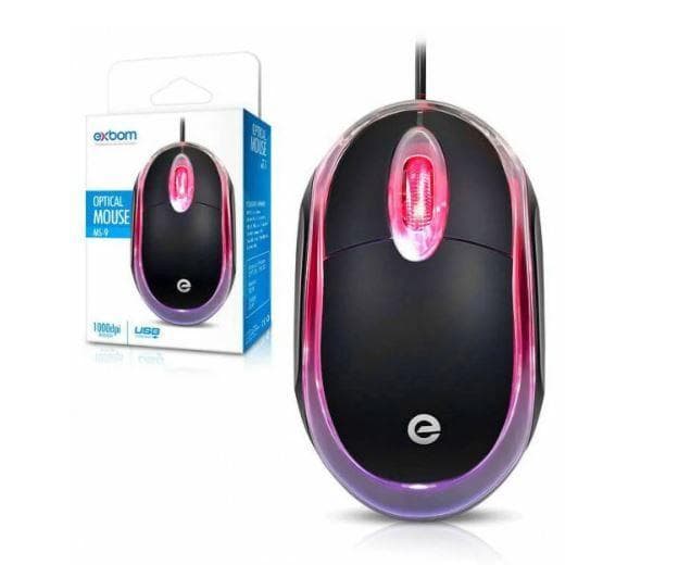 Mouse Simples Com Fio Optico USB Led Para Pc Notebook 1000 DPI