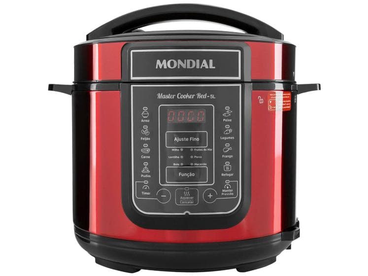 Panela de Pressão Elétrica Mondial Digital Master Cooker Red 5L 900W Vermelho/Inox 220V - PE-39