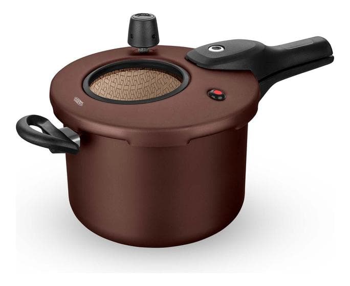 Panela De Pressão Fec Externo 4,5 Lt Visor Grande Chocol Mta