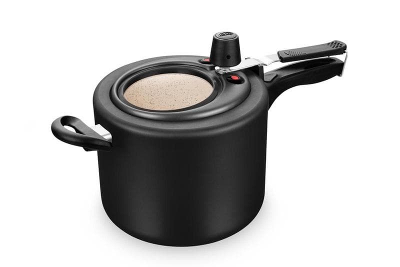 Panela Pressão C/ Visor Fecham Interno 4,5L Preta MTA