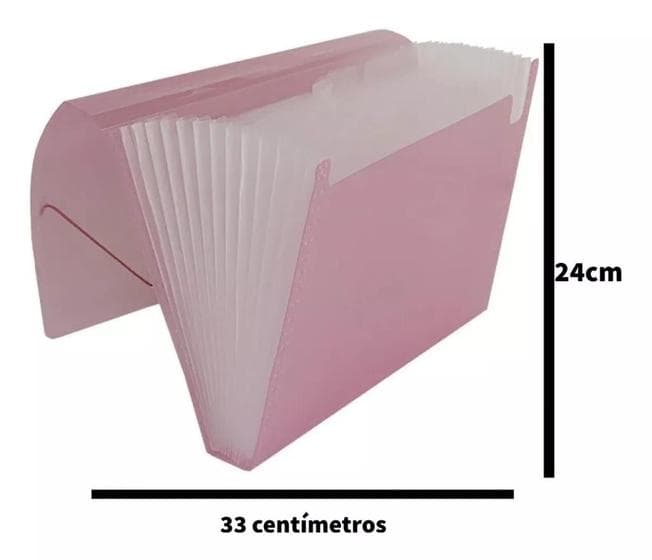 Pasta Sanfonada Grande A4 24x33cm 12 Divisórias Plásticas ACP e Polibras para Organizar, Transportar e Classificar Documentos e Papéis