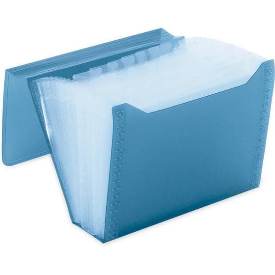 Pasta Sanfonada Plastica Duplicata 12DIV NEW Line AZUL - Polibras