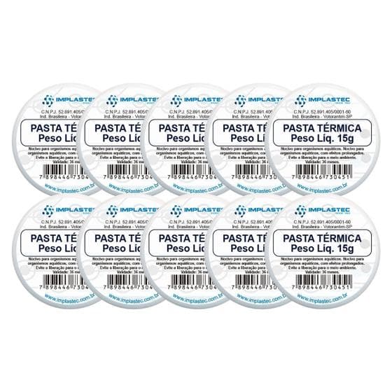 Pasta Térmica 15g Implastec Processador Kit Com 10 Unidades
