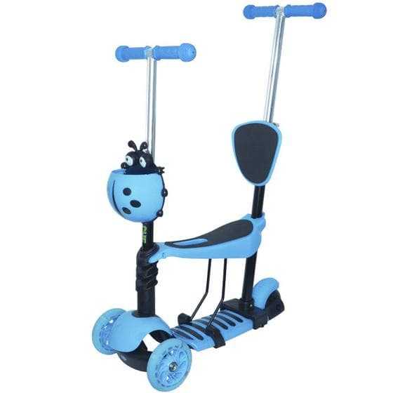 Patinete Infantil 3 Rodas 3x1 Scooter Cadeirinha Assento Empurrador Triciclo Importway BW-048AZ Azul