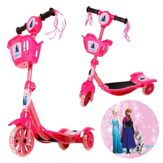 Patinete p Crianças da Frozen 3 Rodas Luz e Som Brinquedo