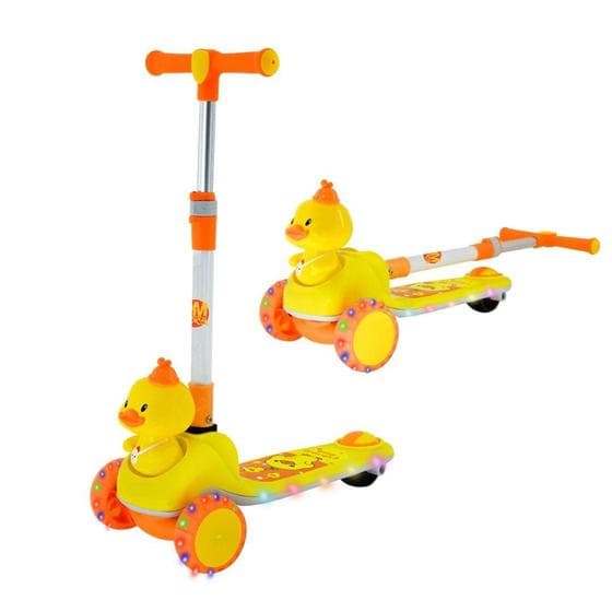 Patinete Patinho Feliz Radical Infantil Dobrável 3 Rodas Com Luz Led DM Toys DMR6815