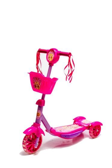 Patinete Rosa 3 Rodas Infantil Musical Menina Luzes Cesta - INMETRO - Criança Feliz