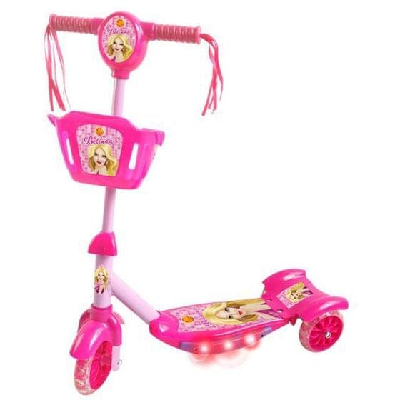 Patinete Rosa com Luz,som e Cesta
