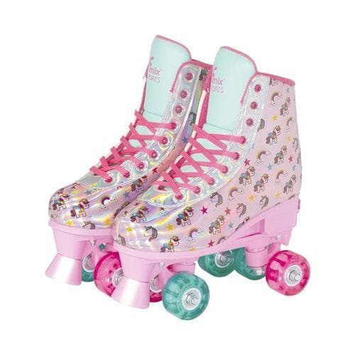 Patins 4 Rodas Ajustável Unicórnio Rosa 31/34 - Fenix RL-10