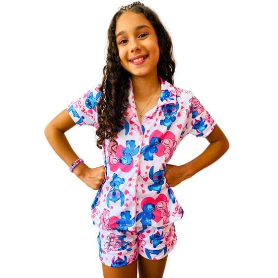 Pijama Americano Infantil Stitch Roupa De Dormir Personagens Menina