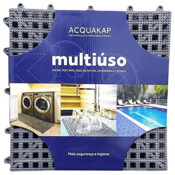Piso Estrado Acquakap Sauna Churrasqueira Piscina 6un Cinza