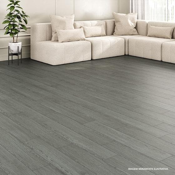 Piso Vinílico Autocolante Amadeirado Régua 5M² Cor Cinza - Tubrax