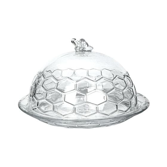 Porta Queijo Bee De Vidro Com Tampa Queijeira Mesa 19cm