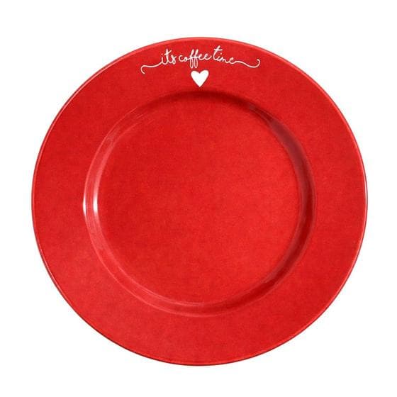 Prato de Sobremesa de Porcelana Vermelho Coração Lamour 19,5cm Haüskraft