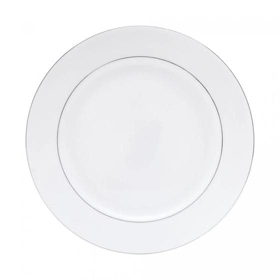 Prato Fundo 21,5cm Sopa Monâco Porcelana Borda Prateada Branco Wolff Luxo
