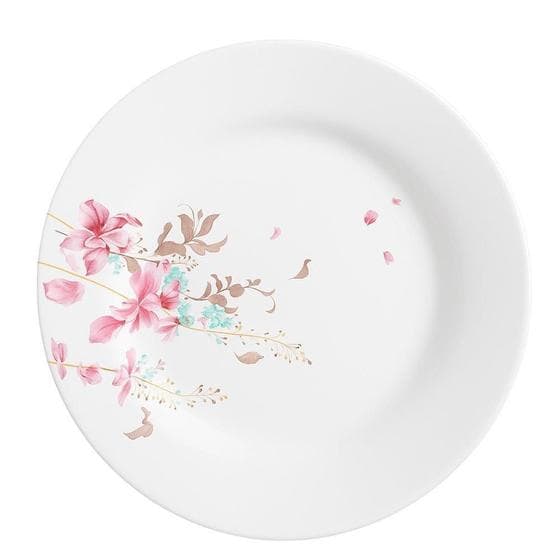 Prato Raso De Vidro Branco Flowers Bord 25,5cm Em Casa Tem