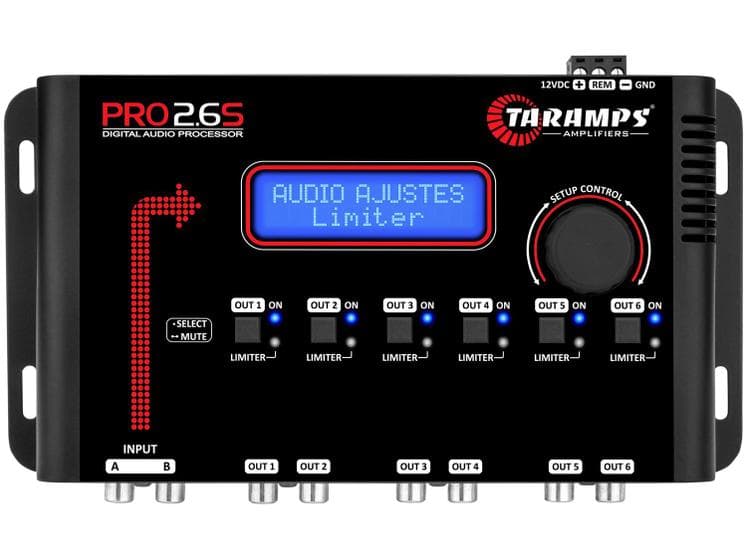 Processador de Audio Digital Taramps PRO 2.6S - 6 Vias - Crossover Dinâmico e Equalizador 3 Bandas