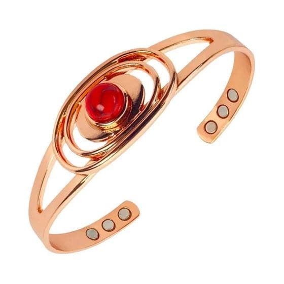 Pulseira Magnética Ajustável De Cobre Puro Para Mulheres Com Incrustação De Turquesa, Presente