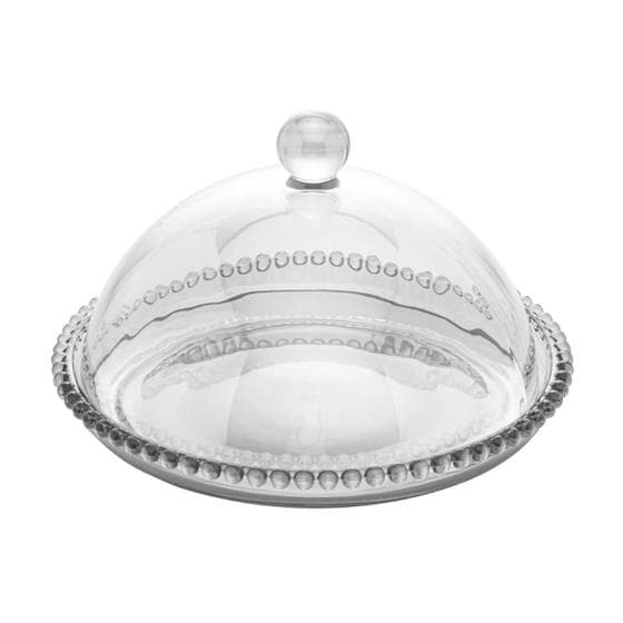 Queijeira Porta Queijo com Tampa Pearl Cristal 20cm Mesa Posta Resistente Transparente Redondo