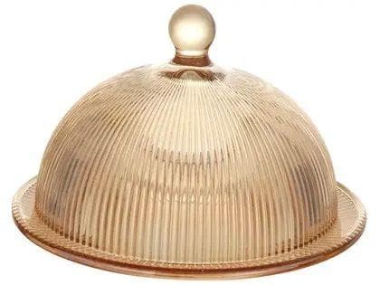 Queijeira Vidro Graffiato Âmbar 20cm QJRA010 - Hauskraft