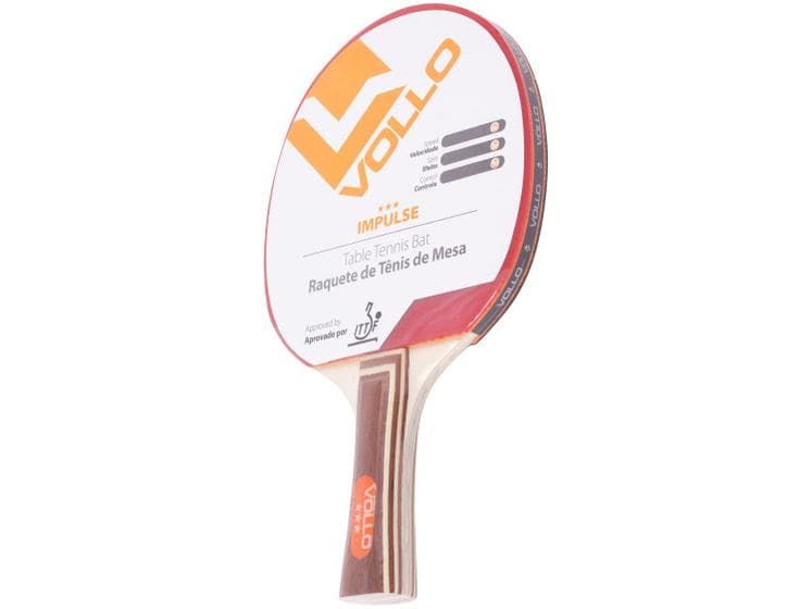 Raquete De Tênis De Mesa Impulse - Jogador Avançado Vermelha e Preta - Vollo Sports