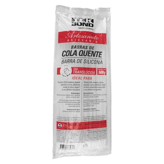 Refil Bastão Cola Quente Fina Translucida 500g - Tekbond
