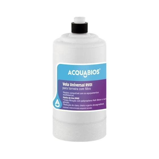 Refil Universal Acquabios RV01 para Purificador de Água Tripla Filtração com Redução de Cloro