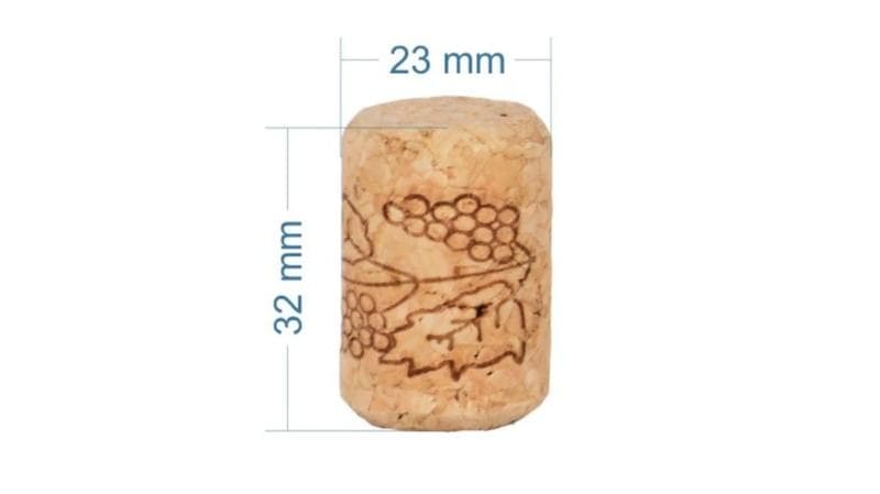 Rolha de Cortiça Cilíndrica Para Vinho 32x23 Com Desenho