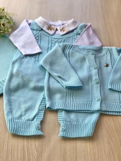 Saída de Maternidade Menino Madrid Tricot 4 Peças Urso
