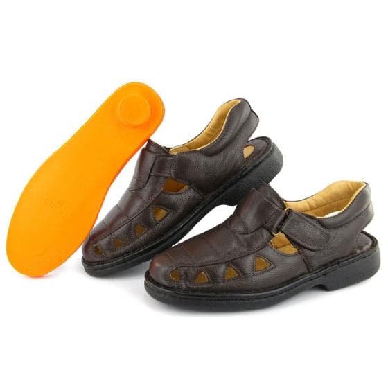 Sandalia Masculina de Couro Palmilha Conforto Casual Marrom